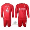 Officiële Voetbalshirt + Korte Broek Liverpool VIRGIL 4 Thuis 2021-22 Lange Mouw - Kids